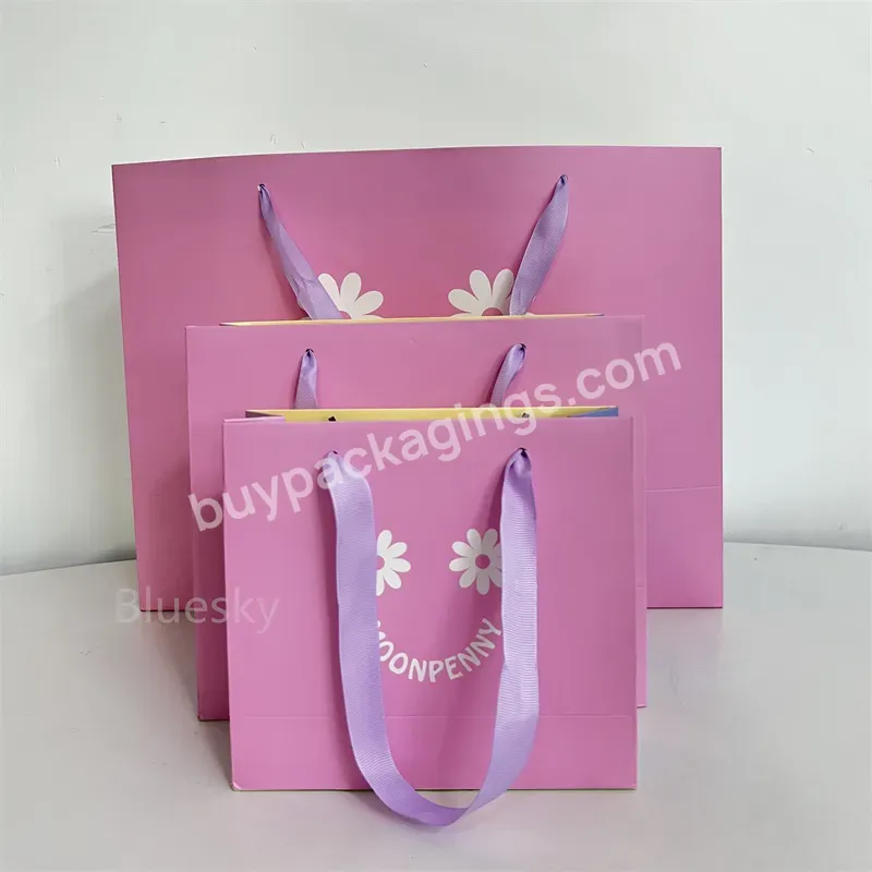 Color Bright Film Made In China Wholesale High-gloss Paper Bags Custom Customer Shopping Bags Reusable Logo Printing