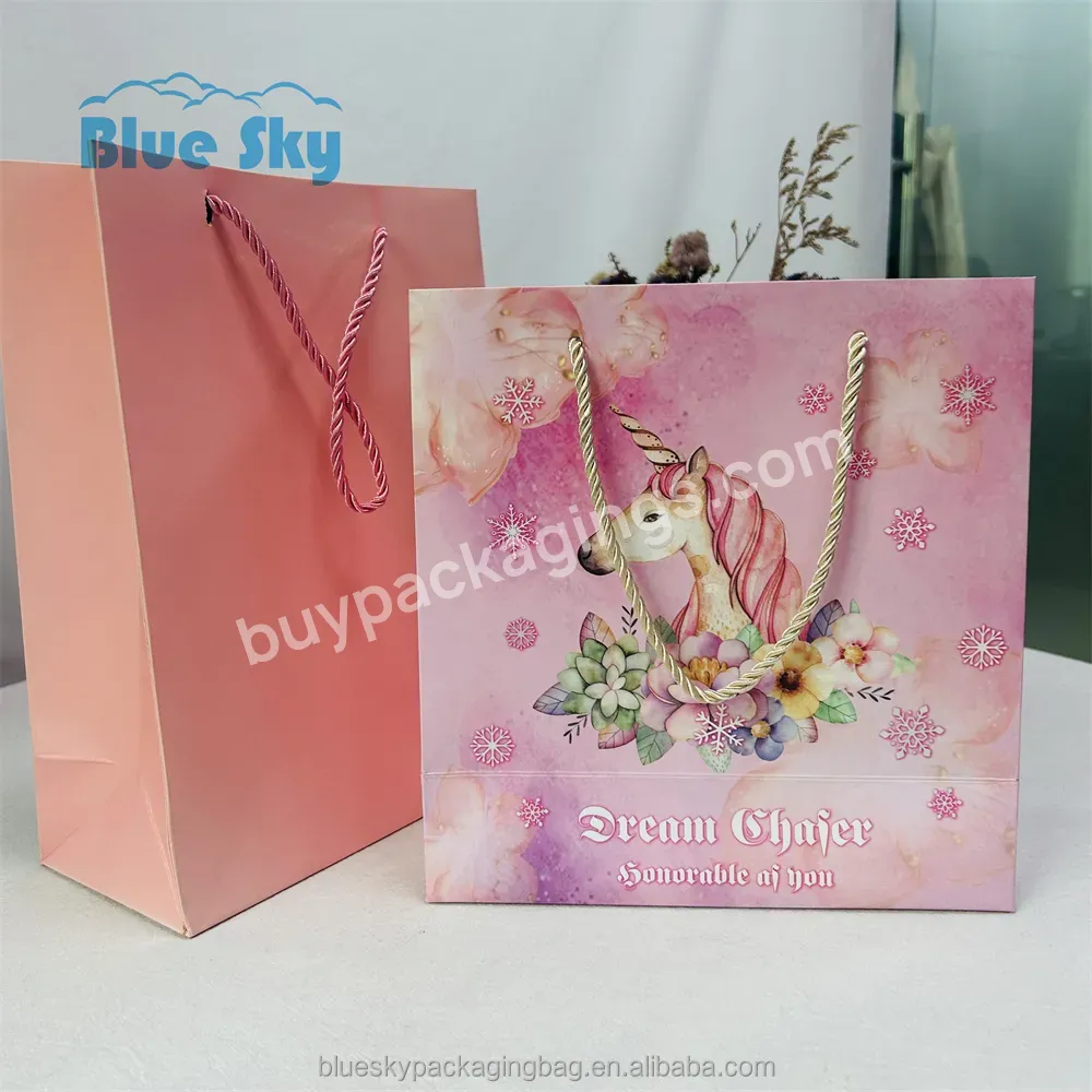 Color Of Macaron Cute Paper Bag Wholesale Luxury Gift Custom Printed Shopping Paper Bag Gift Paper Bag