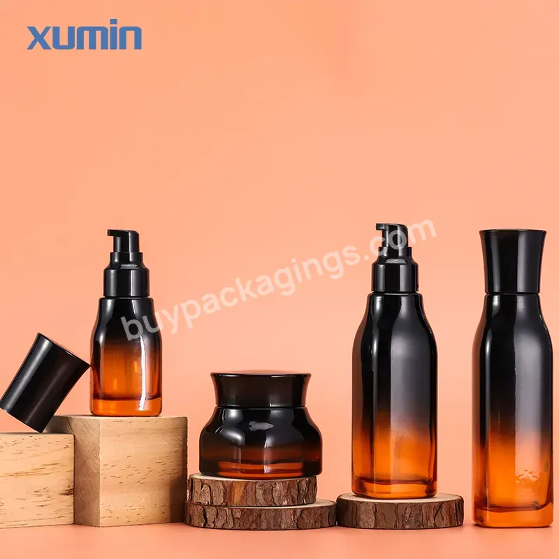 Colored Cosmetic Glass Bottle Set 40ml 100 Ml Glass Bottles For Cosmetics 120ml Luxury Square Glass Set Bottle Cosmetics 50g Jar