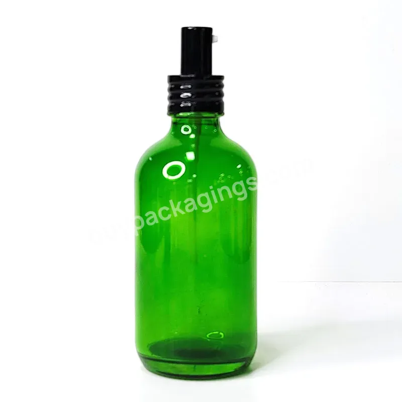 Colored Custom Logo 250ml Green Skincare Essential Oil Package Boston Glass Bottle With Pump