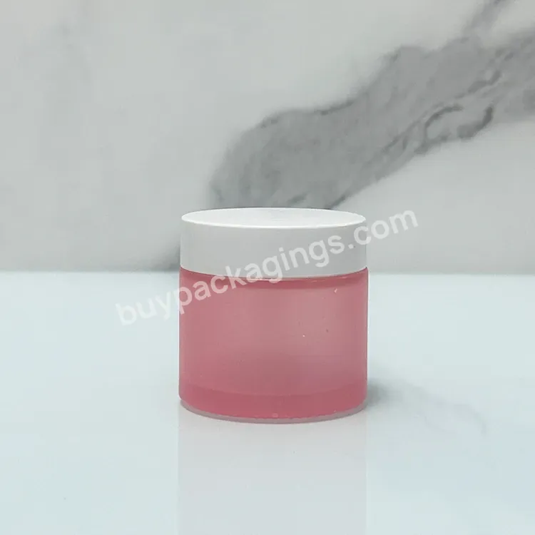 Colorful 50g Matte Empty Skincare Facial Cream Jar Round Frosted Glass Cosmetic Jar With Screw Lid - Buy Glass Cosmetic Jar,Skincare Cream Jar,Frosted Cosmetic Jar.