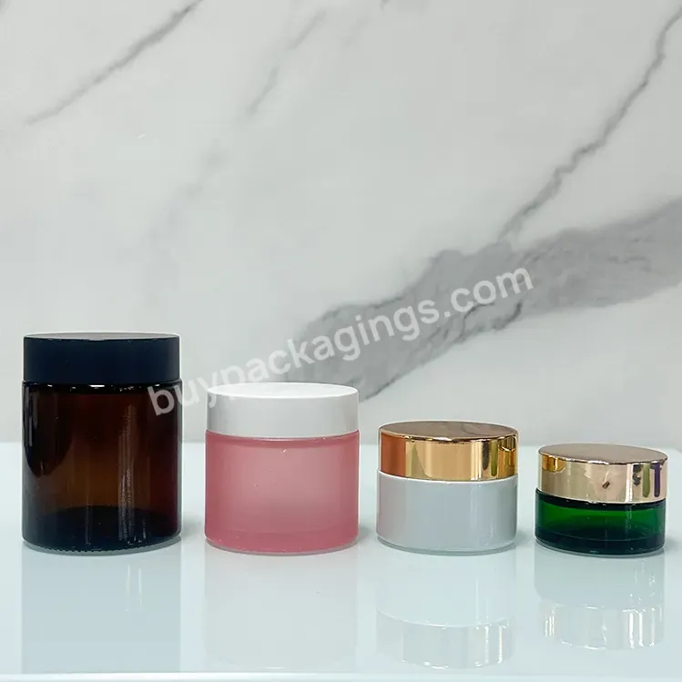 Colorful 50g Matte Empty Skincare Facial Cream Jar Round Frosted Glass Cosmetic Jar With Screw Lid - Buy Glass Cosmetic Jar,Skincare Cream Jar,Frosted Cosmetic Jar.