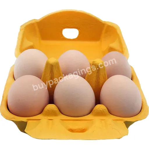 Colorful 6 Cell Paper Eggs Box Carton Paper Egg Tray Factory Biodegradable Pulp Fiber Sugarcane Bagasse