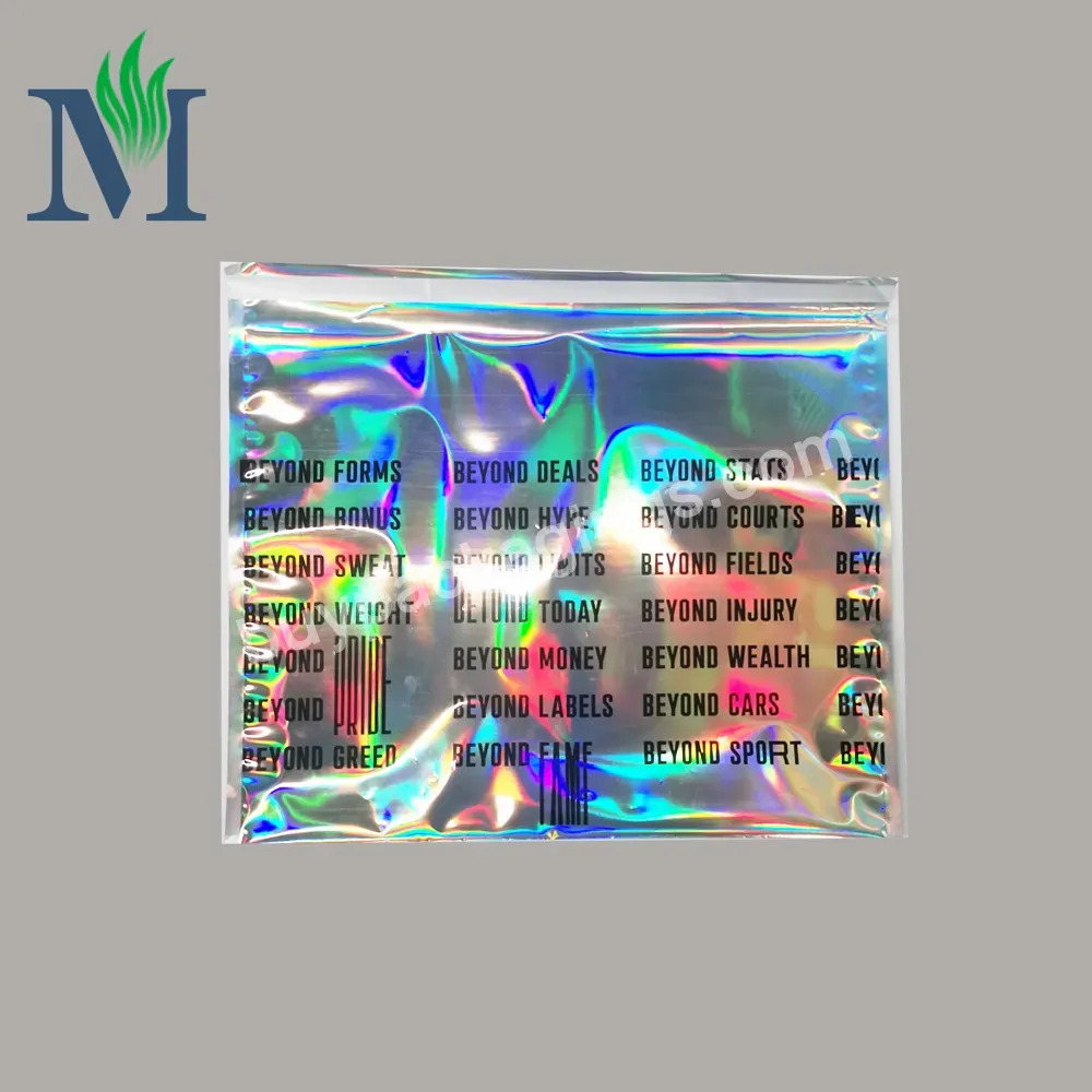 Colorful Glossy Plastic Pvc Makeup Adhesive Aluminium Metallic Rainbow Foil Poly Holographic Mailers Mailing Bags