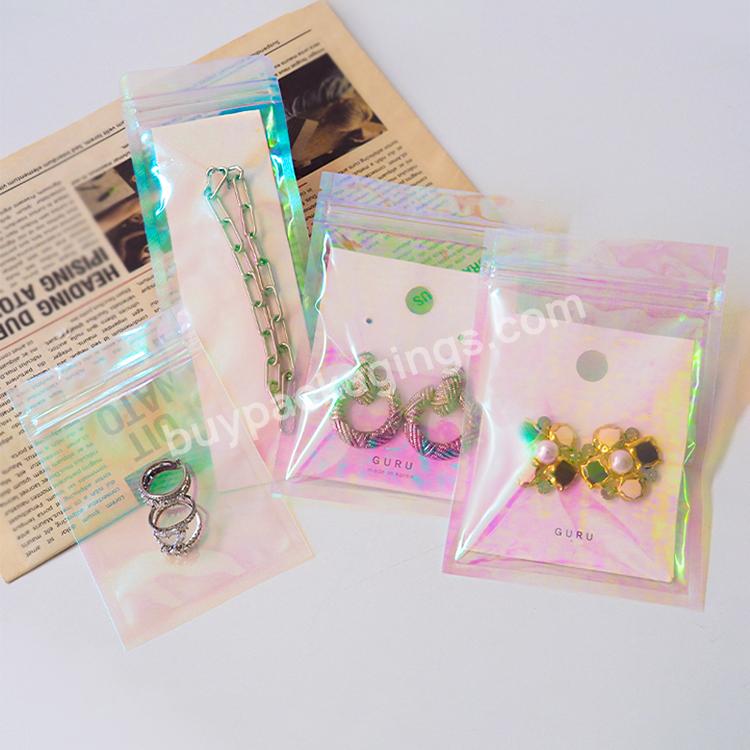 Colorful Laser Mini Transparent Earrings Hairpin Jewelry Packaging Bag