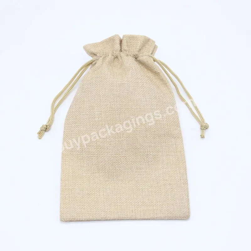 Colorful Luxury Hessian Jute Drawstring Wedding Party Gift Packaging Pouch Reusable Wine Jute Sack Bag