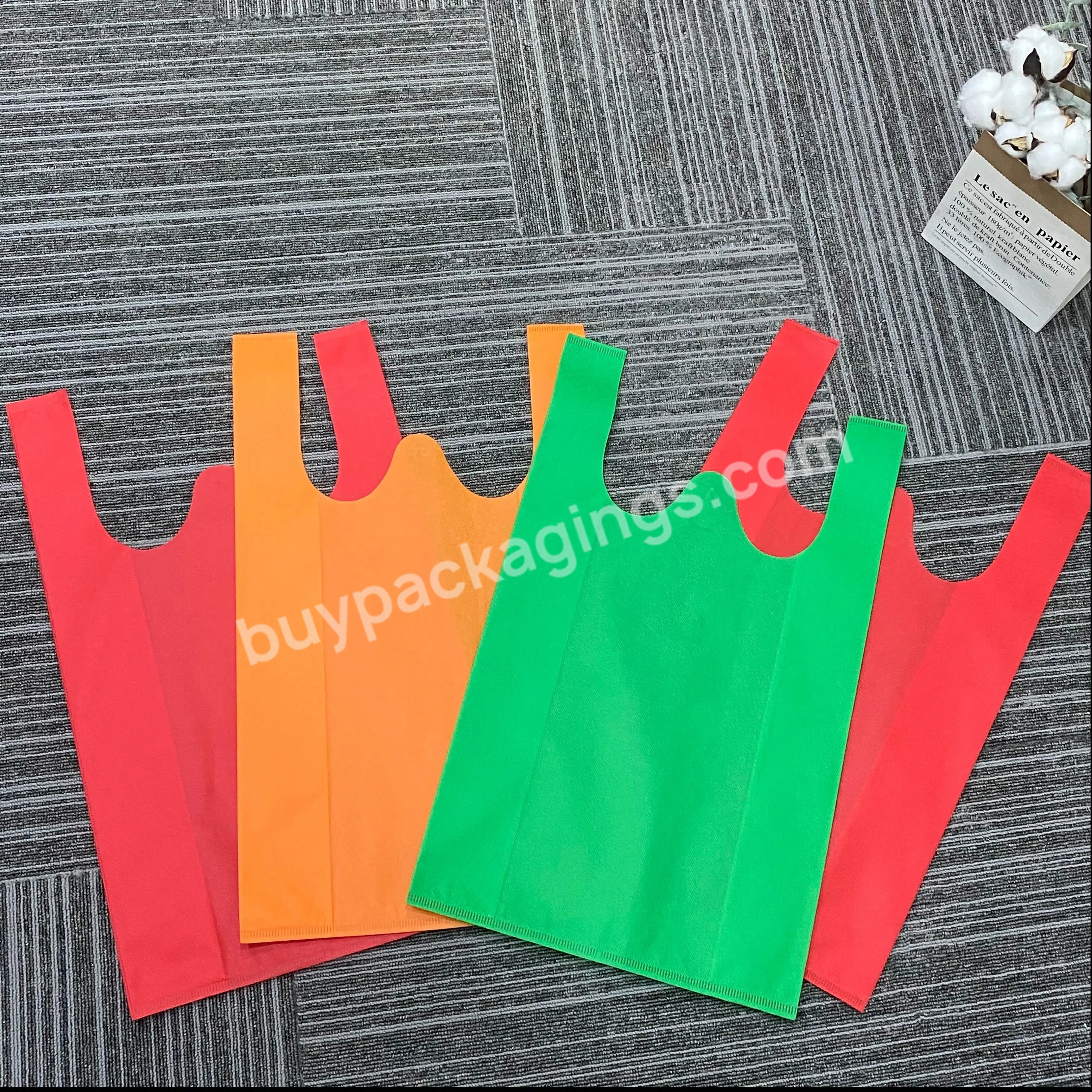 Colorful Printing Laminated Handle Colorful Eco Friendly Shopping Eco T-shirt Non Woven Bag With Customize Printing