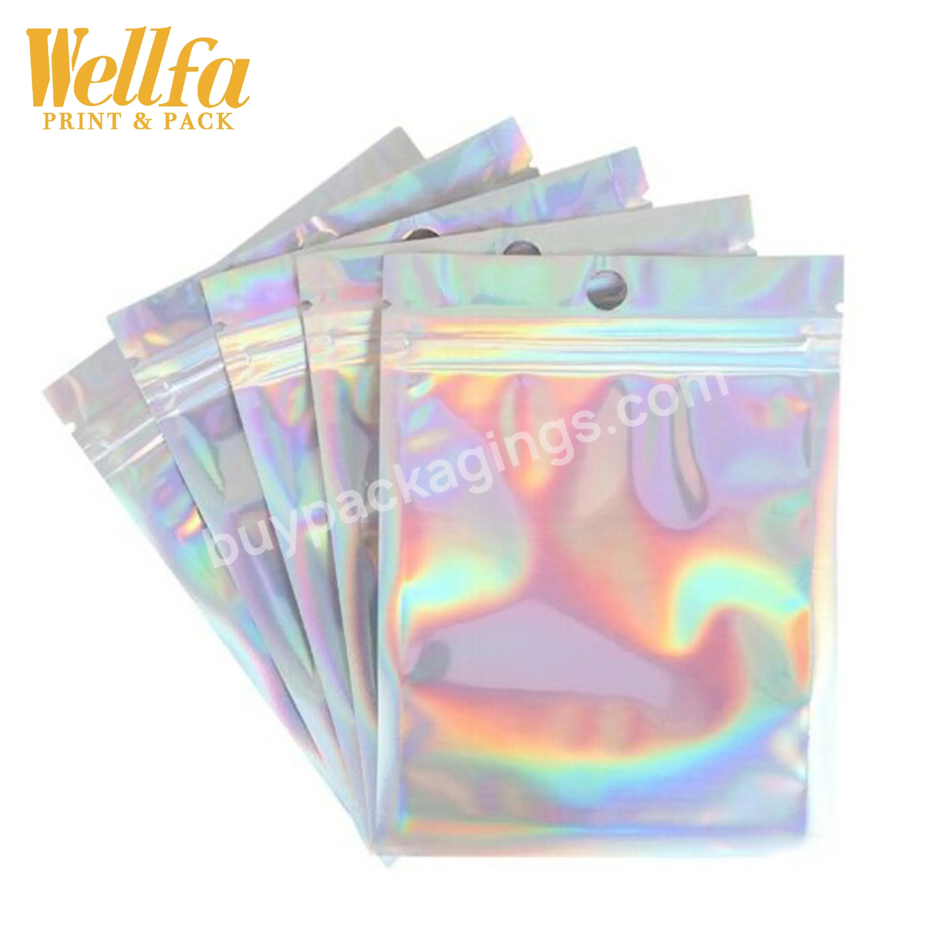 Colorful Smell Proof Bag Flat Zipper Packaging