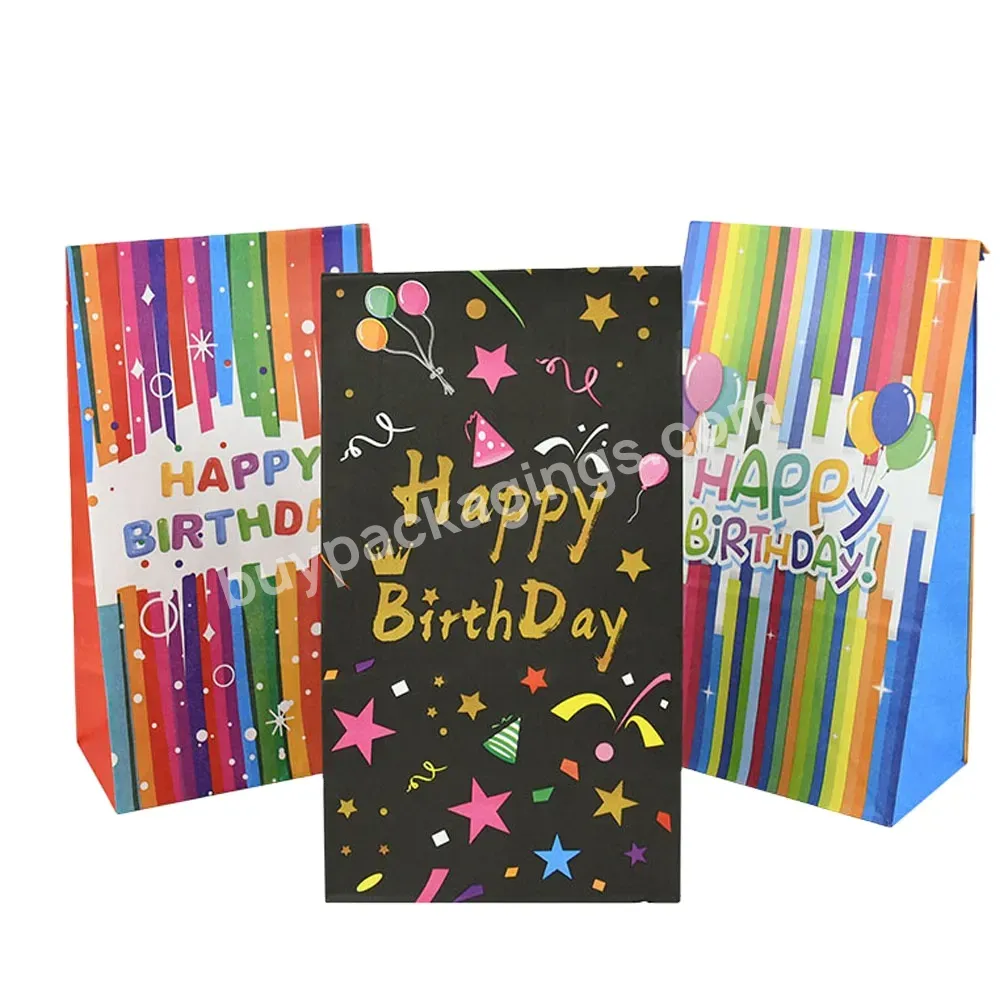 Colour Printing Kraft Paper Candy Cook Bags Kid Birthday Baby Party Happy Birthday Gift Decorations Box Food Packaging Bag