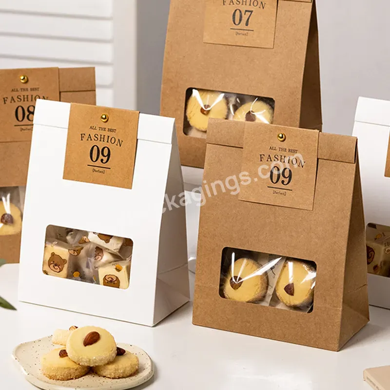Competitive Price Window Gift Paper Bags Creative Baking Paper Bag Candy Cookie Packing Kraft Paper Bags