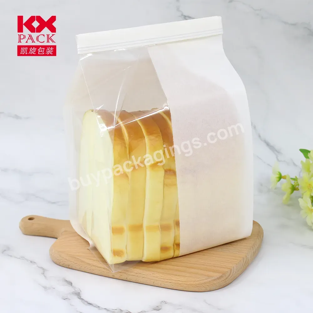 Competitive Small Baking Donut Toast Bread Packing White Paper Kraft Bag With Clear Window For Bakery Bread Packing