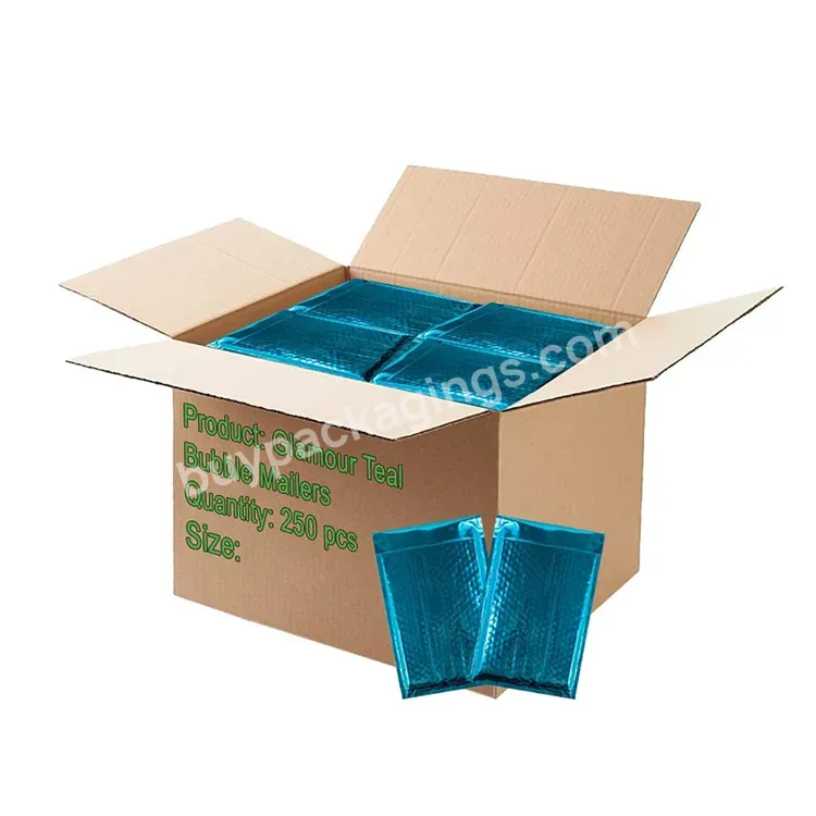 Competitive Wholesale Price Teal Glamour Metallic Foil Cushion Bubble Small Turquoise Poly Bubble Mailers