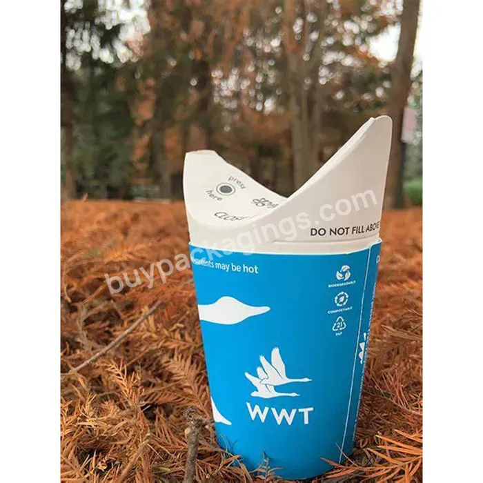 Compostable Biodegradable Tea Lid Free Coffee Cup Pla Coat For Cold Hot Drinks Butterfly Paper Cup