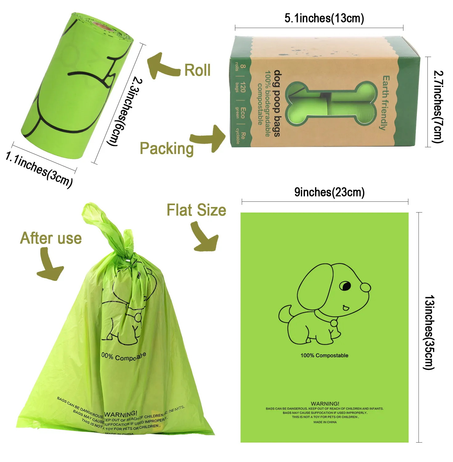 Compostable PLA PBAT dog poop bags biodegradable pet waste bags