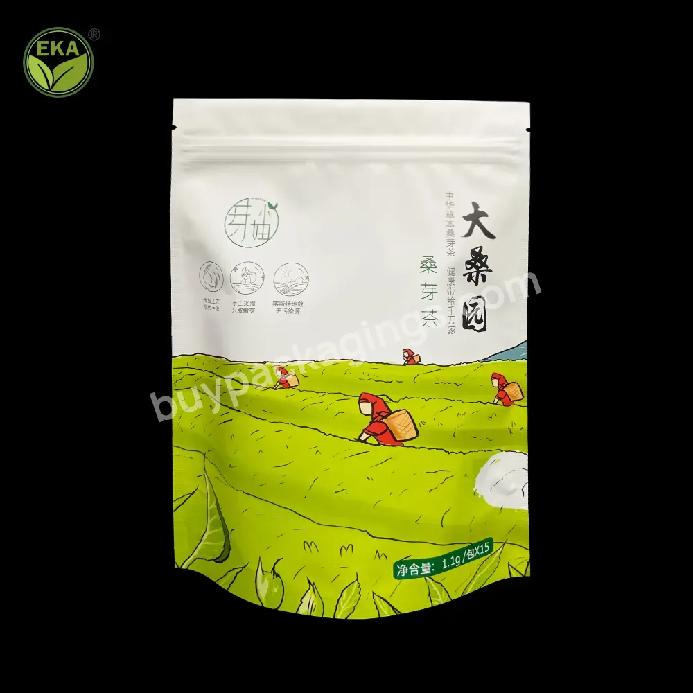Compostable Ziplock Pouch White Kraft Paper Bag Eco Friendly Biodegradable Tea Packaging Bag Paper