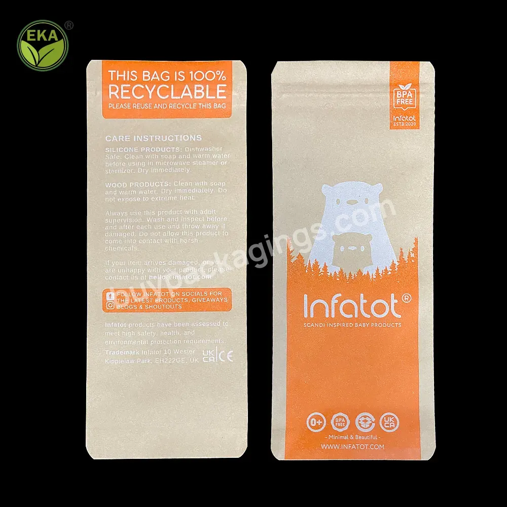 Compostable Ziplock Pouch White Kraft Paper Bag Eco Friendly Biodegradable Tea Packaging Bag Paper