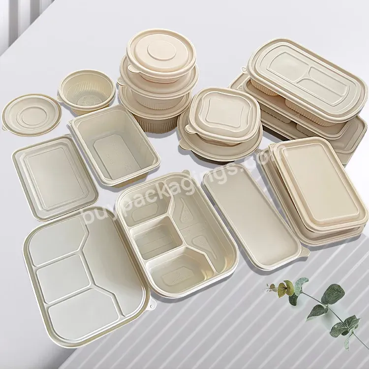 Corn Starch Bento Compartment Eco Friendly Packaging Disposable Biodegradable Cornstarch Lunch Box Food Container