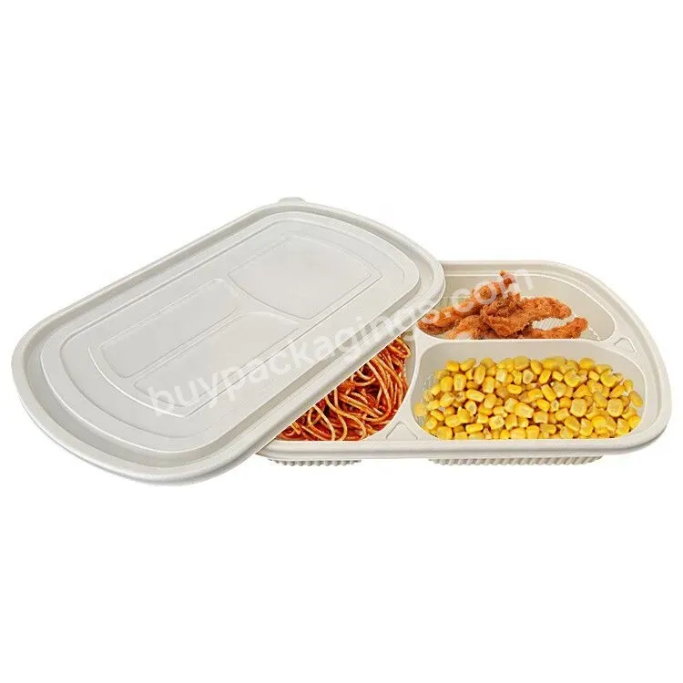 Corn Starch Biodegradable Microwava To Go 3 Compartment Plastic Disposable Tableware Pp Lunch Box Food Containers