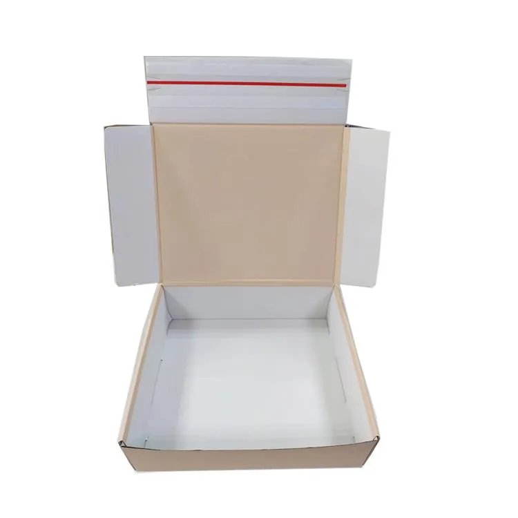 Corrugated Brown Cardboard Transparent Tear Strip&Adhesive Tape Custom Mailer Packaging Box for Shipping Clothing