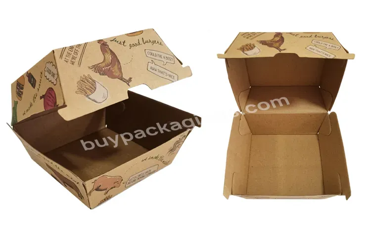 Corrugated Burger Box Fast Food Fried Box Spoon Packaging Box With Logo