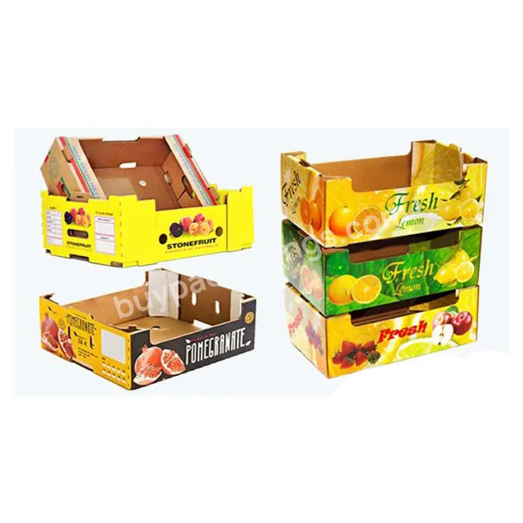 Corrugated Carton Paper Cardboard Packaging For Supermarket Pomegranate Orange Apple Kiwi Dragon Fruit And Vegetable Packing Box
