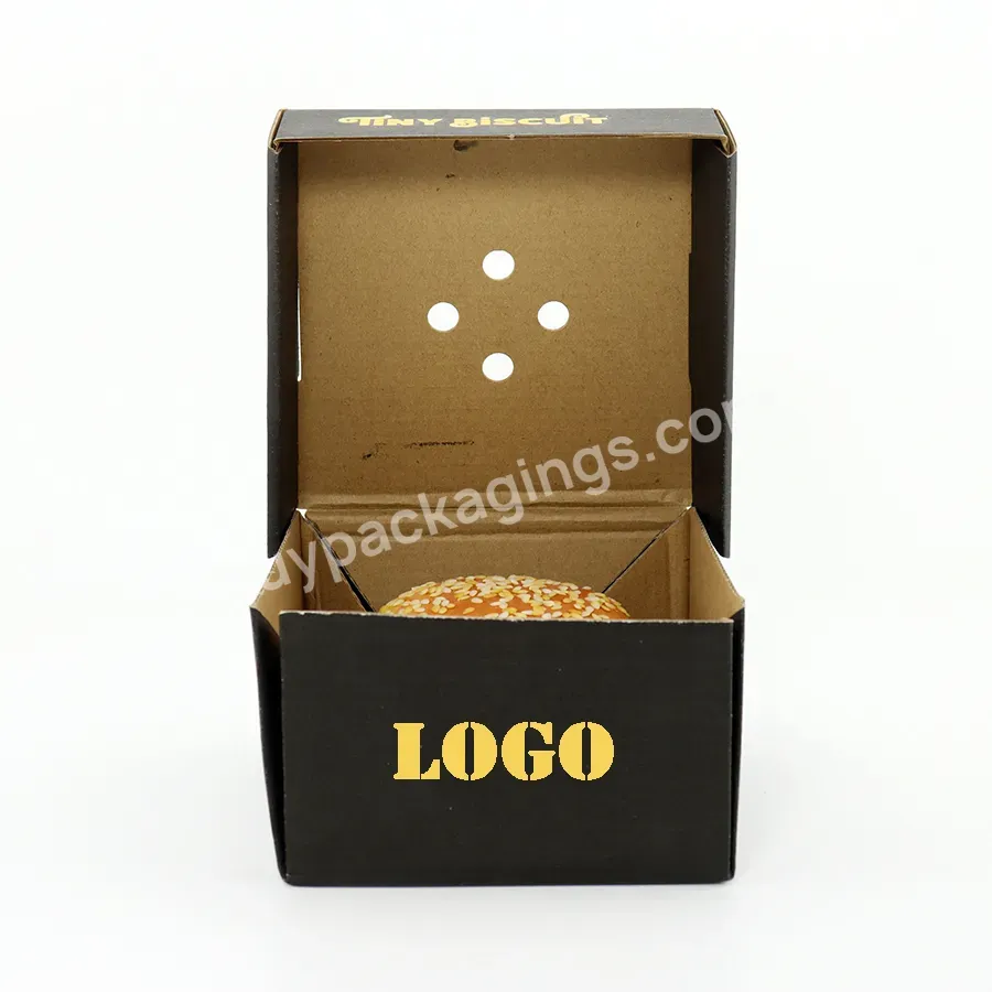 Corrugated Hamburger Boxes Kraft Paper Customization Logo And Size F-flute Snack Box