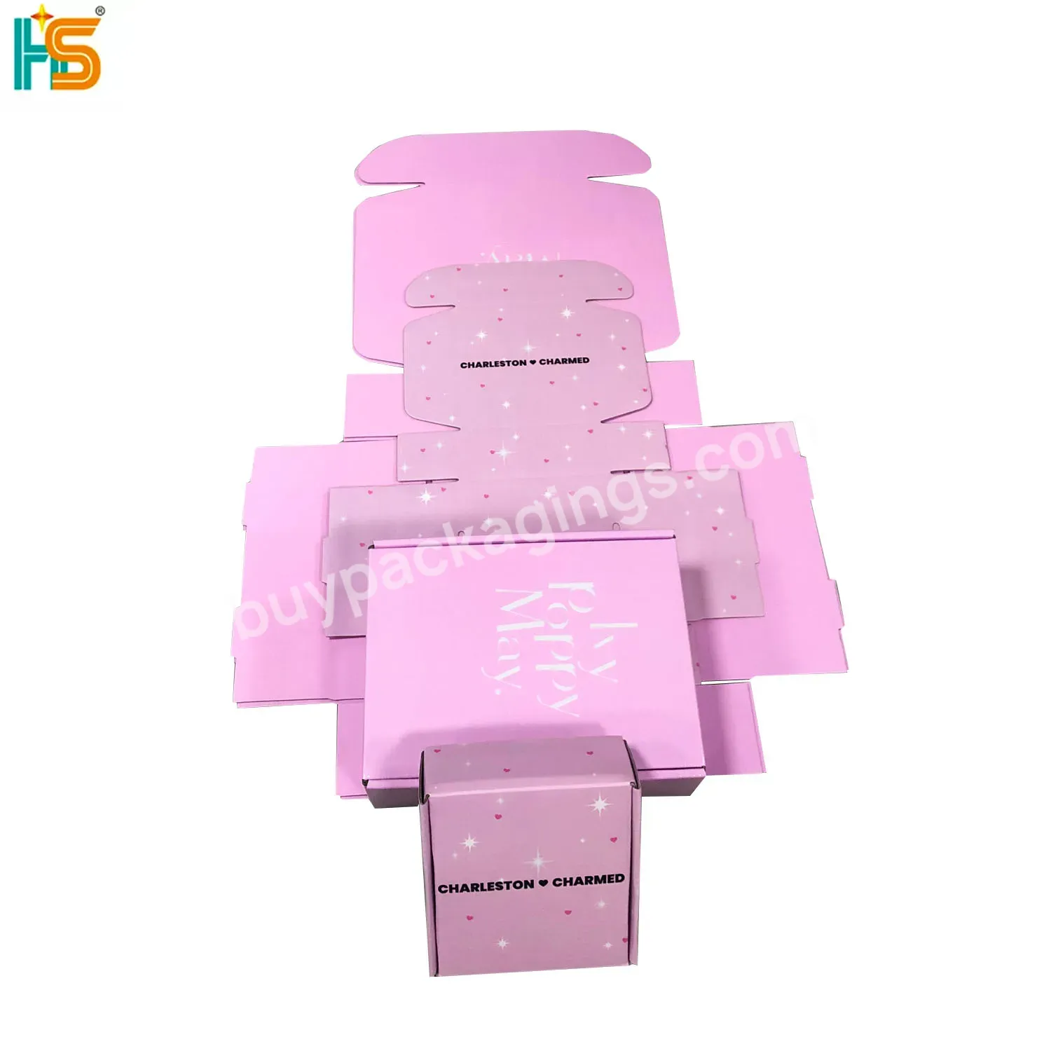 Corrugated Mailer Box Custom Printed Logo Small Pink Shipping Packaging Boxes For Small Business