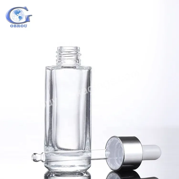 Cosmetic 10ml 15ml 30ml 50ml 100ml Cbd Essential Oil Square Clear Serum Glass Dropper Bottle With Gold Cap For Aroma Perfume Oil