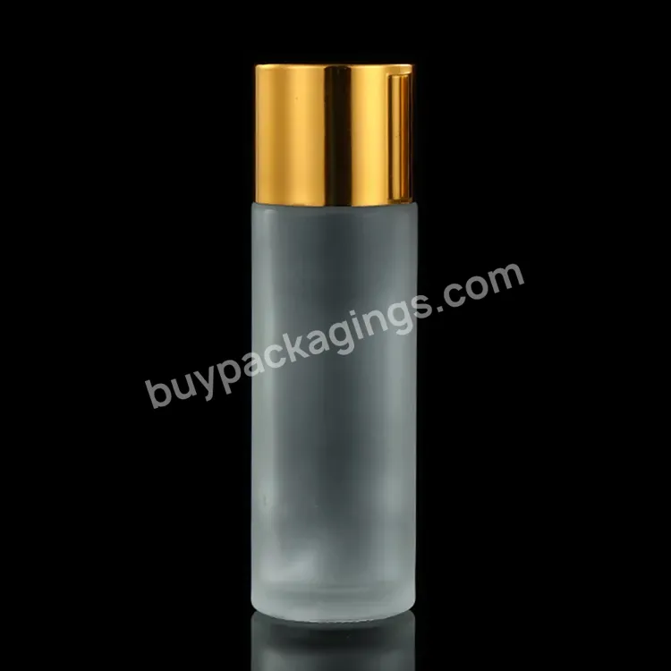 Cosmetic Beauty Packaging 100 Ml Matte Frosted Toner Lotion Glass Bottle With Gold Plating Cap For Skincare Face Care