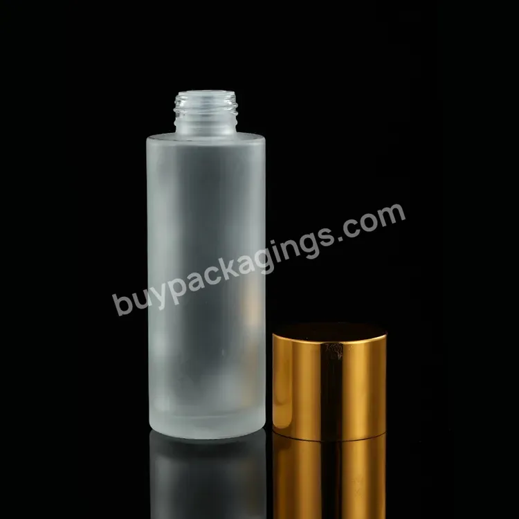 Cosmetic Beauty Packaging 100 Ml Matte Frosted Toner Lotion Glass Bottle With Gold Plating Cap For Skincare Face Care