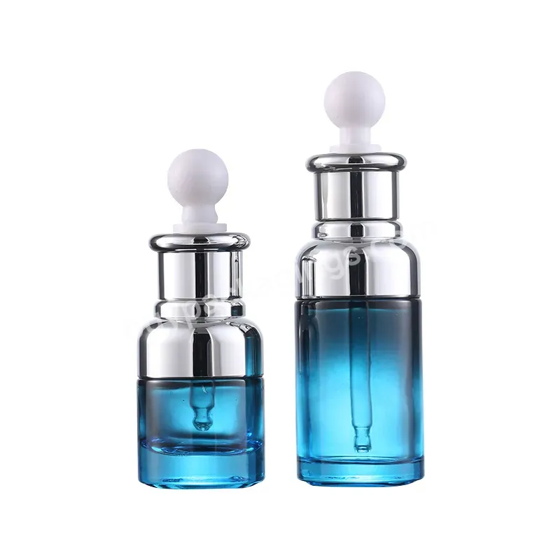 Cosmetic Blue Glass Dropper Bottle 20ml 40ml Essential Oil Bottle Packaging