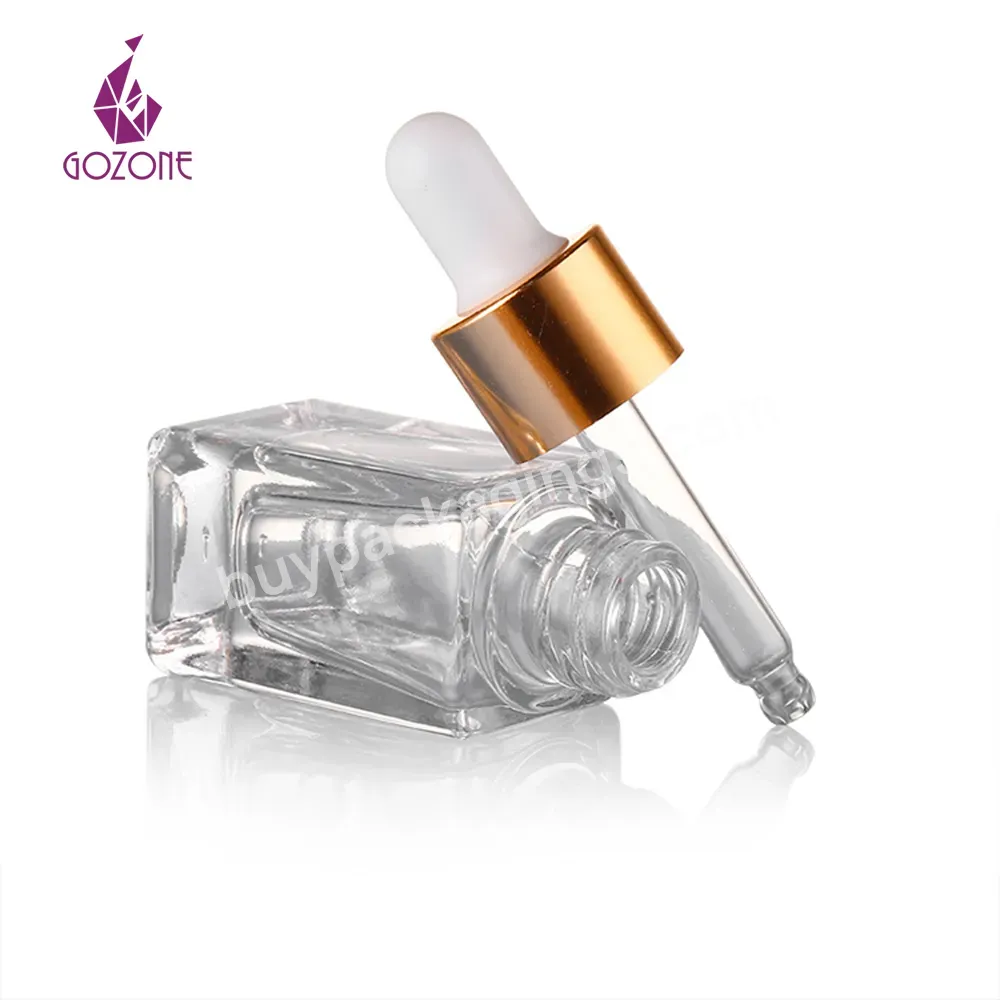 Cosmetic Bottle Oil Dropper Glass Bottle Glass Dropper Square Dropper Bottle 10ml For Skincare