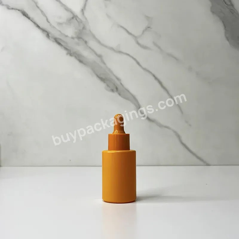 Cosmetic Dropper Bottle 20ml 30ml 50ml 100ml Orange Flat Shoulder Serum Oils Glass Dropper Bottle For Cosmetic Face Care