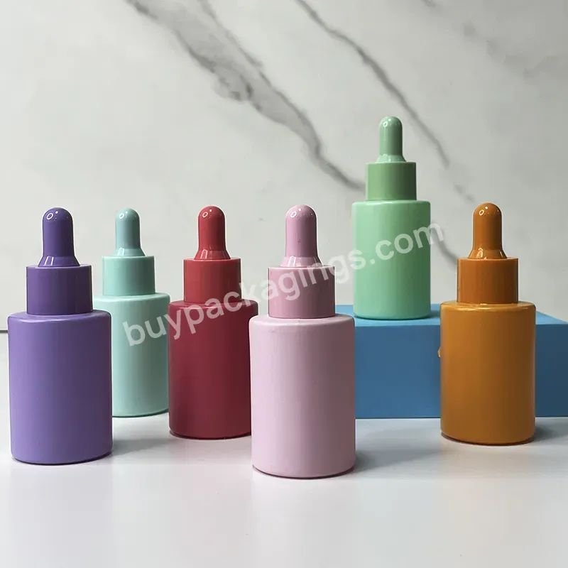 Cosmetic Dropper Bottle 20ml 30ml 50ml 100ml Orange Flat Shoulder Serum Oils Glass Dropper Bottle For Cosmetic Face Care