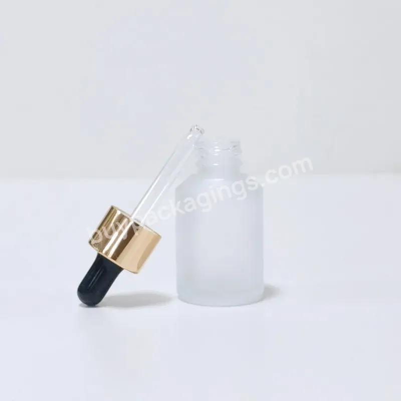 Cosmetic Dropper Bottle 30ml Slant Shoulder Frosted Glass Bottle For Essential Oil Packaging