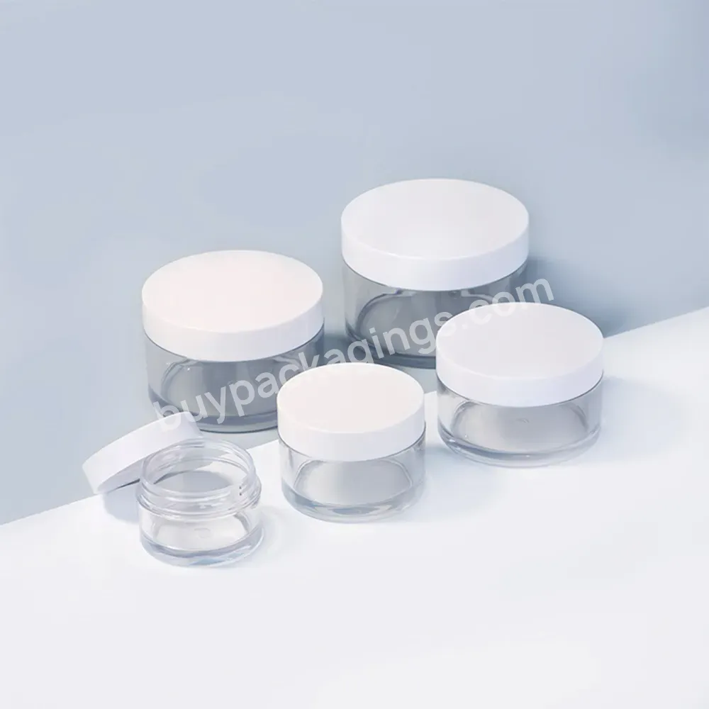 Cosmetic Empty Cream Packaging 1oz 2oz 3oz 4oz 5oz 6oz 8oz Body Lip Scrub Pet Clear Cosmetics Jar With Frosted White Lip Cap