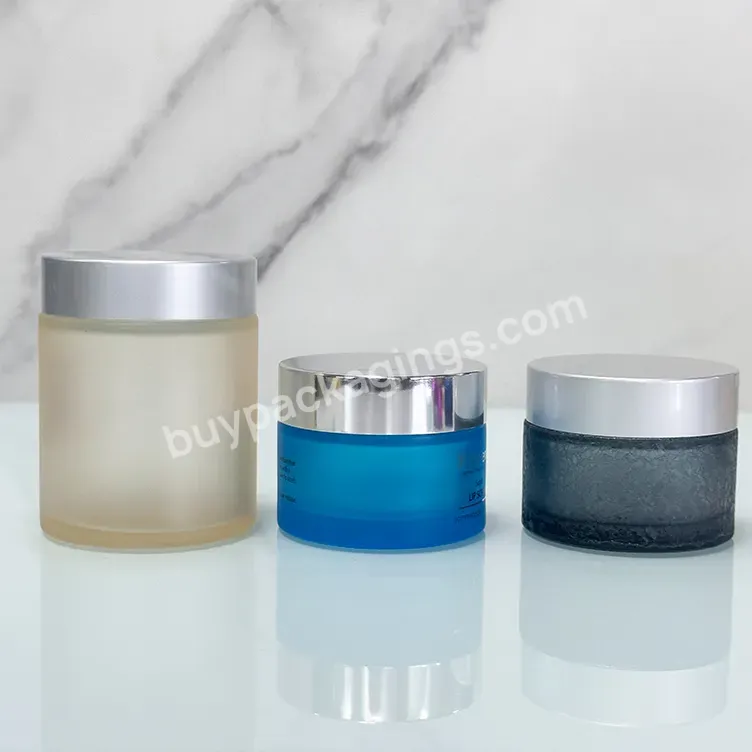 Cosmetic Empty Cream Packaging 5g 10g 15g 20g 30g 50g Grey Frosted Cosmetic Jar Amber Glass Jar Wide Mouth And Silver Lid