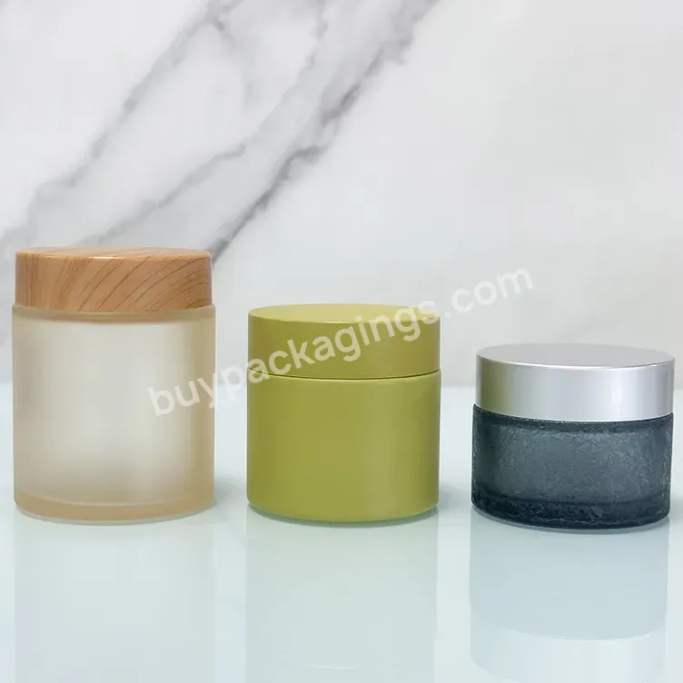 Cosmetic Empty Cream Packaging 5g 10g 15g 20g 30g 50g Grey Frosted Cosmetic Jar Amber Glass Jar Wide Mouth And Silver Lid