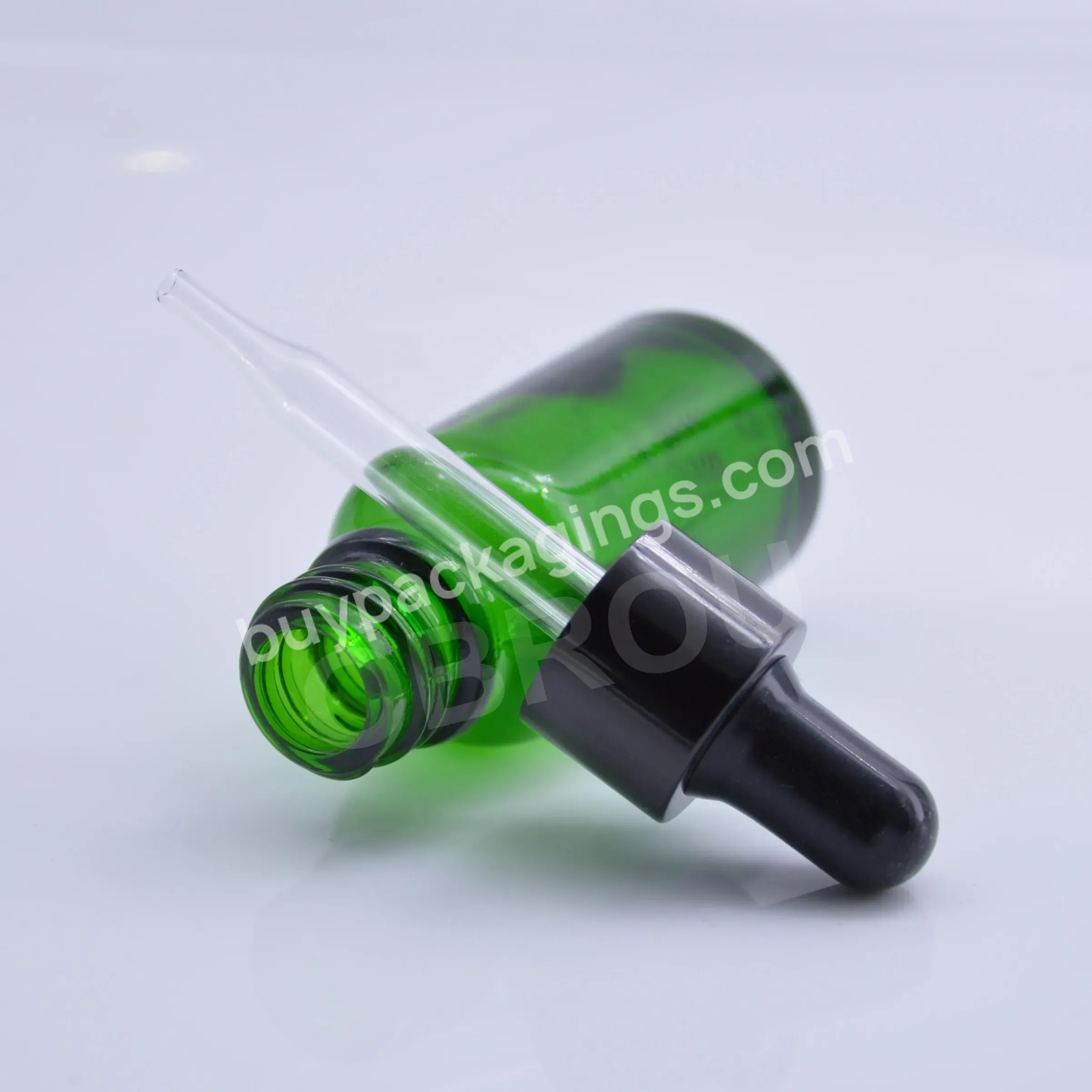 Cosmetic Essential Oil 5ml 10ml 15ml 20ml 30ml 50ml 100ml Green Glass Dropper Bottles With Black Cap