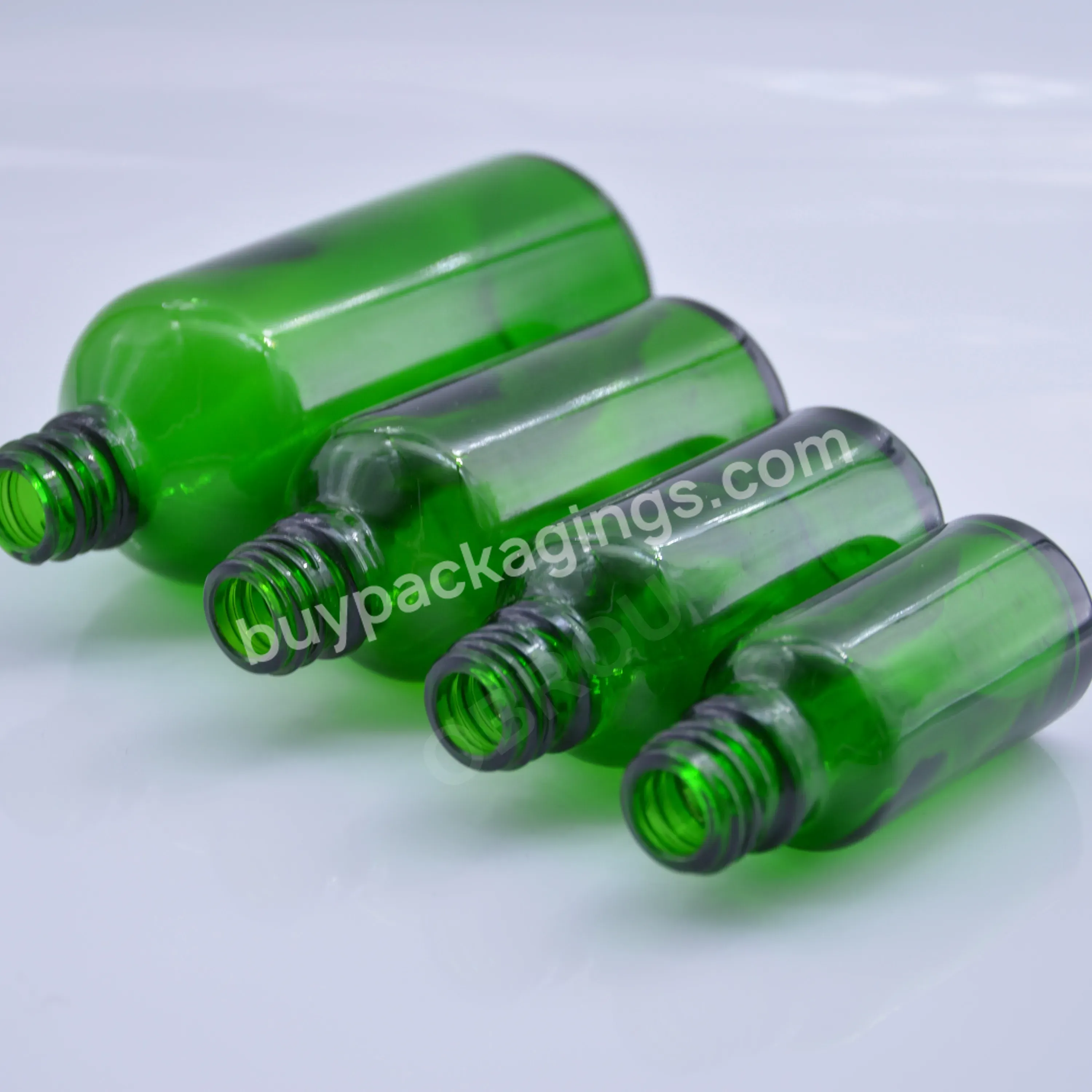 Cosmetic Essential Oil 5ml 10ml 15ml 20ml 30ml 50ml 100ml Green Glass Dropper Bottles With Black Cap