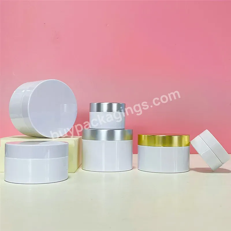 Cosmetic Face Cream Packaging Containers White Thick Walled Round 1 Oz 50ml 8oz Pet Plastic Jar With Gold Lid - Buy 1 Oz Pet Plastic Jar With Lid,Thick Walled Pet Jar Cosmetic,1 Oz Plastic Jar With Lid.