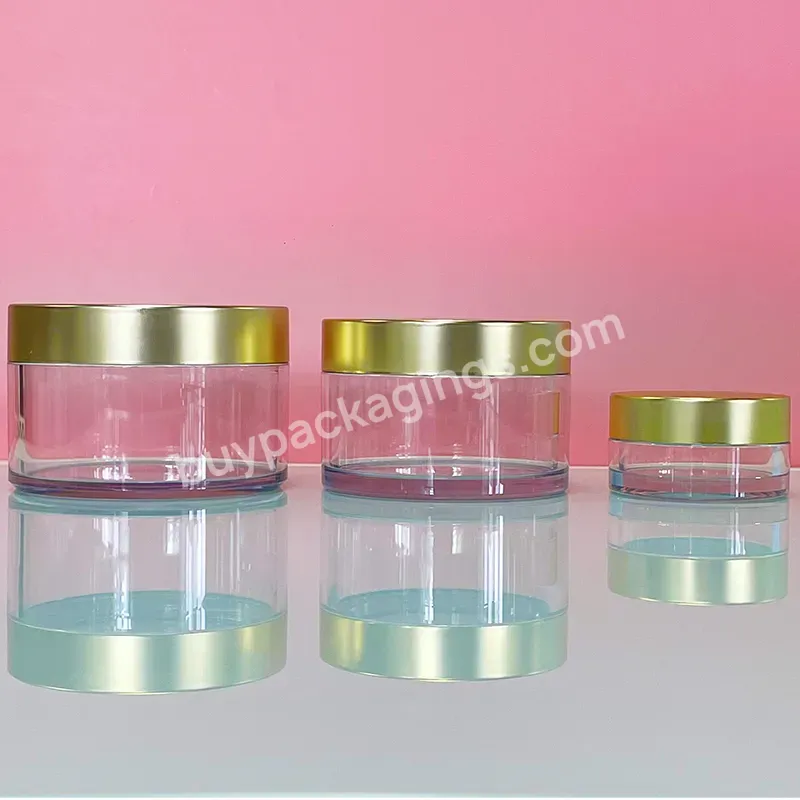 Cosmetic Face Cream Packaging Containers White Thick Walled Round 1 Oz 50ml 8oz Pet Plastic Jar With Gold Lid