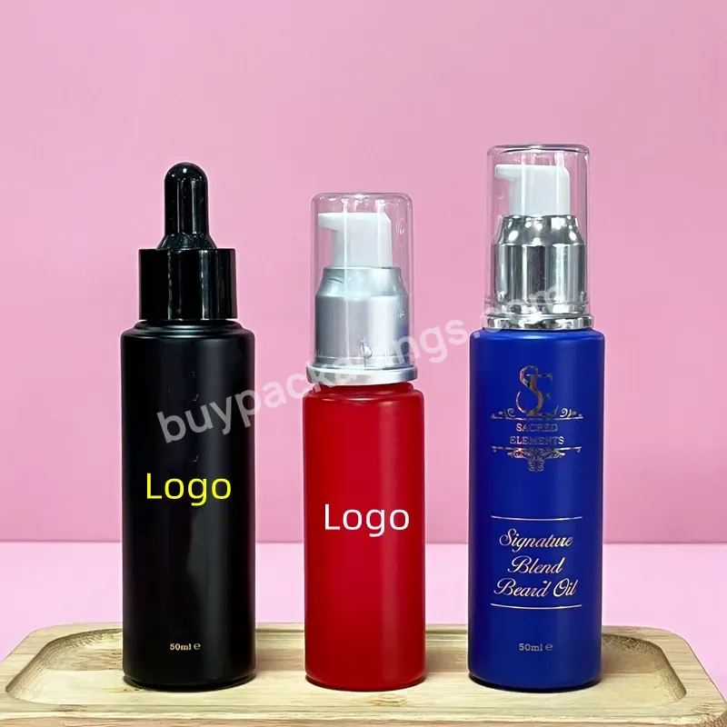 Cosmetic Face Serum Bottle Red Matte Black Blue Color 30ml 50ml Essential Oil Glass Dropper Bottle