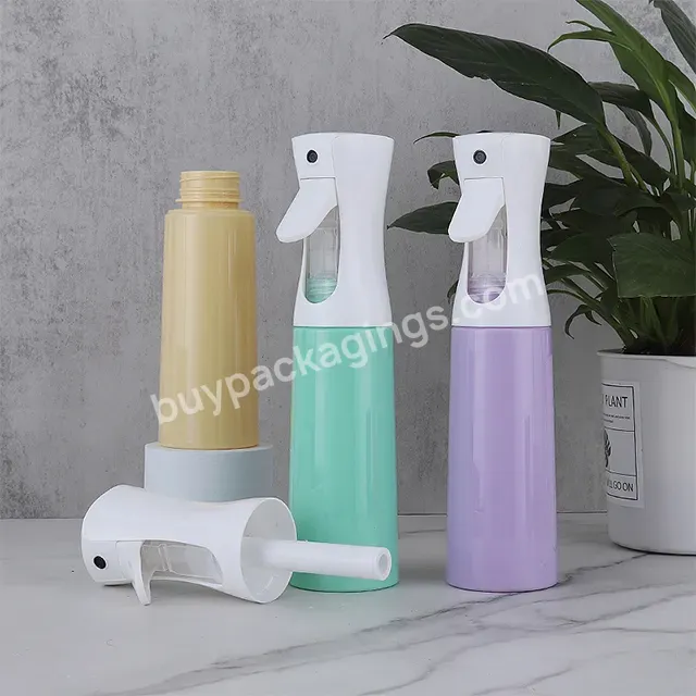 Cosmetic Fine Mist Sprayer Bottle Custom Color 200ml 300ml Hair Water Alcohol Plastic Continuous Spray Bottle