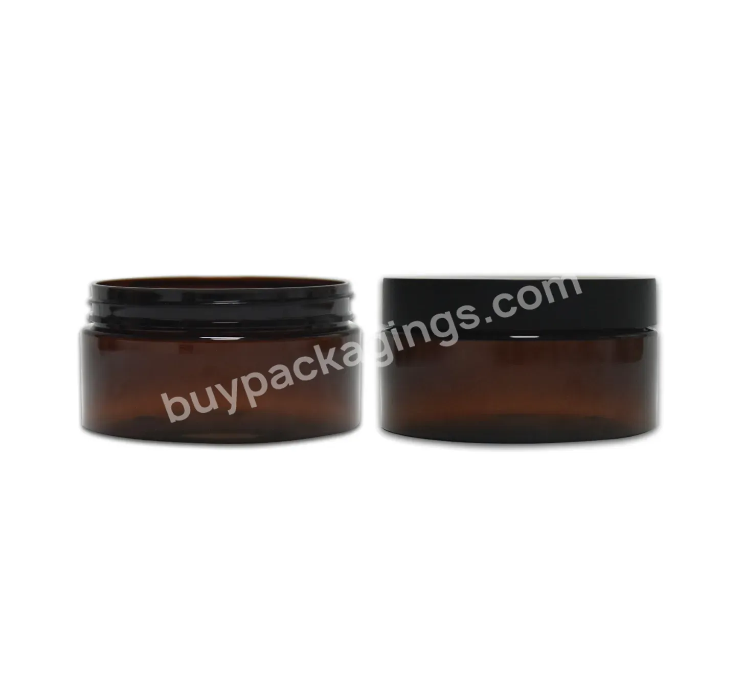 Cosmetic Free Samples 200g Plastic Round Shape Amber Cream Jar With Lid