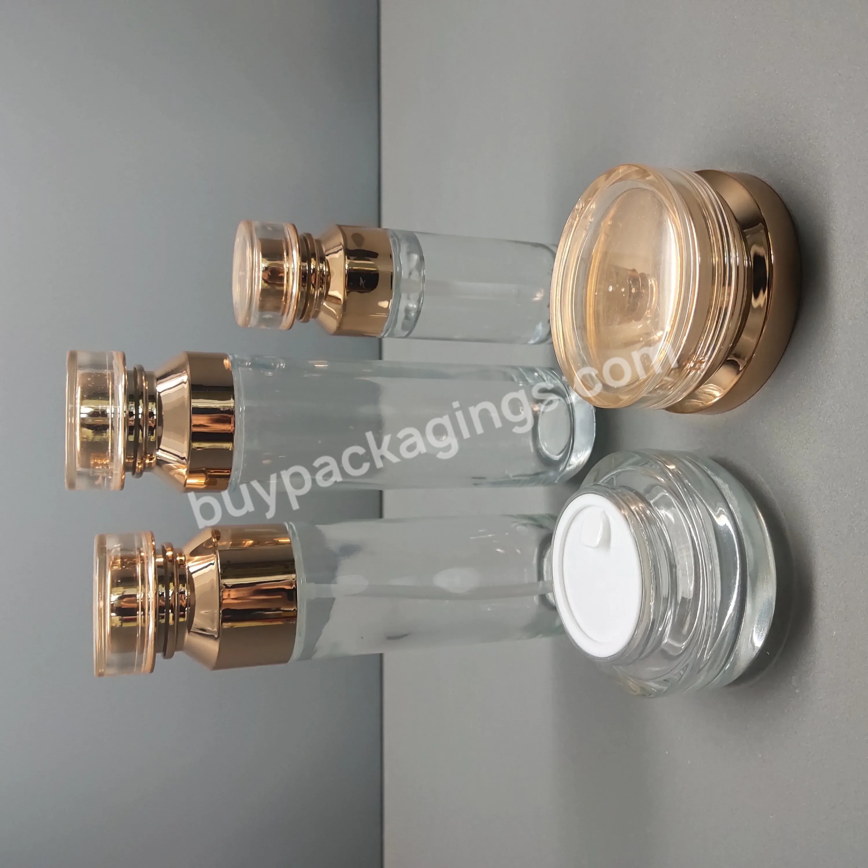 Cosmetic Glass Jar 30g 50g 60ml 100ml 120ml Glass Cream Jar Glass Lotion Bottle With Pump For Sikincare