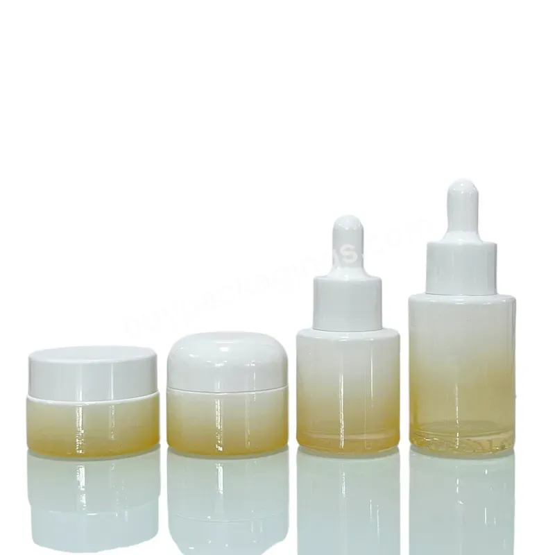 Cosmetic Glass Packaging Set Serum Bottle 20ml 30ml 50ml 10g 20g 30g 50g 60g Green Skincare Bottle And Jar Set