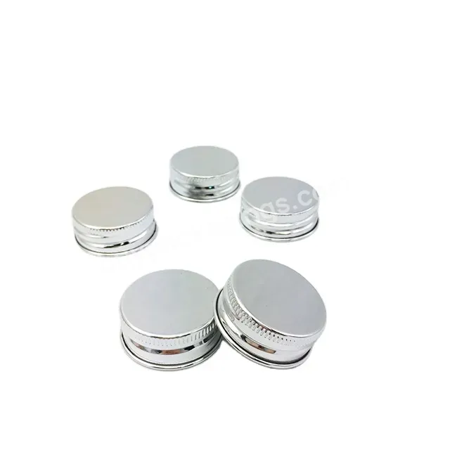 Cosmetic Glossy Silver Color Aluminum Screw Cap Glossy Silver Gpi38 For Glass Bottle 38-400