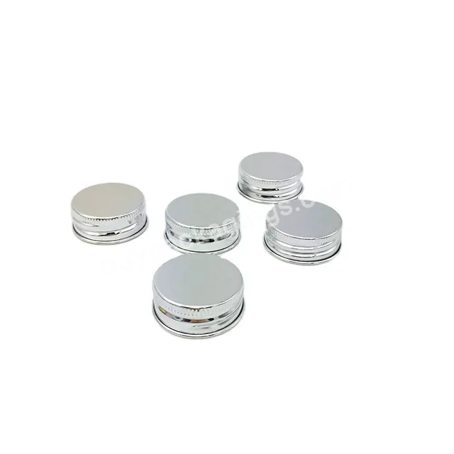 Cosmetic Glossy Silver Color Aluminum Screw Cap Glossy Silver Gpi38 For Glass Bottle 38-400