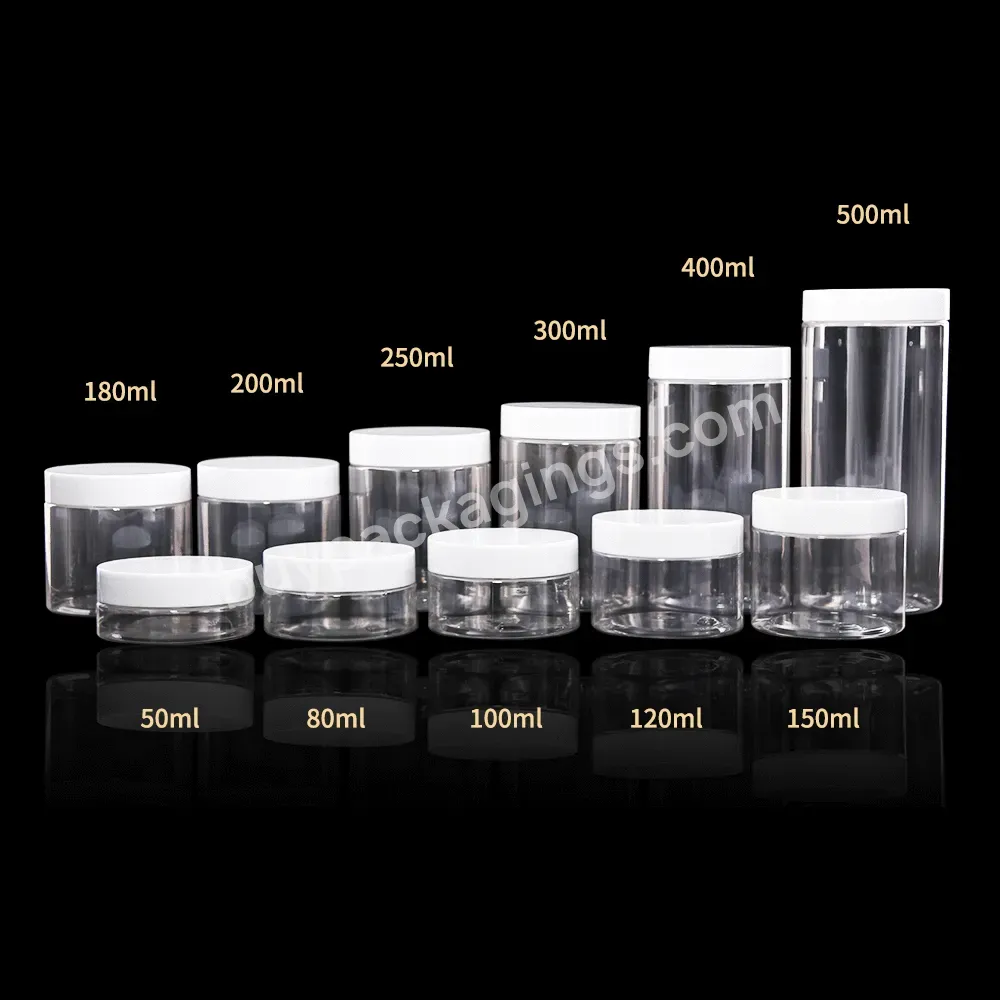 Cosmetic Hair Wax Conditioner Empty Body Butter Plastic Containers Clear Plastic Cream Jar Wide Mouth Jars 68mm